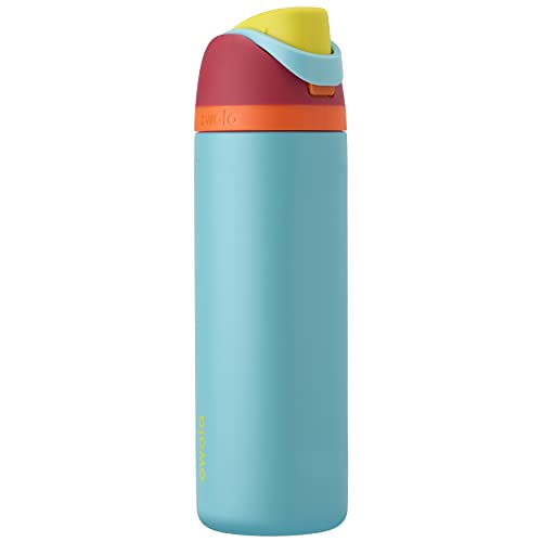 Owala FreeSip Insulated Stainless Steel Water Bottle with Straw for Sports, Travel, and School BPA-Free Sports Water Bottle, 24 oz, Shy Marshmallow