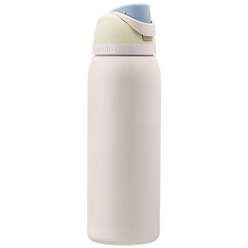 Owala FreeSip Insulated Stainless Steel Water Bottle with Straw for Sports, Travel, and School BPA-Free Sports Water Bottle, 24 oz, Shy Marshmallow