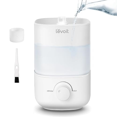 LEVOIT Top Fill Humidifiers for Bedroom, 2.5L Tank for Large Room, Easy to Fill & Clean, 28dB Quiet Cool Mist Air Humidifier for Home Baby Nursery & Plants, Auto Shut-off and BPA-Free for Safety, 25H