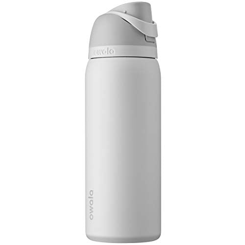 Owala FreeSip Insulated Stainless Steel Water Bottle with Straw for Sports, Travel, and School BPA-Free Sports Water Bottle, 24 oz, Shy Marshmallow