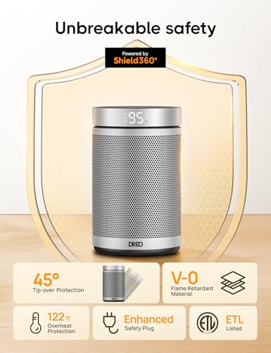 Dreo Space Heater, Portable Electric Heaters for Indoor Use with Thermostat and Remote, 2024 Upgraded, Digital Display, 12H Timer, 5 Mode, 1500W PTC Ceramic Fast Safety Heat for Office Bedroom Home