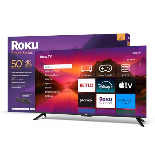 Roku Smart TV – 50-Inch Select Series 4K HDR RokuTV with Roku Enhanced Voice Remote, Brilliant 4K Picture, Automatic Brightness, & Seamless Streaming – Live Local News, Sports, Family Entertainment