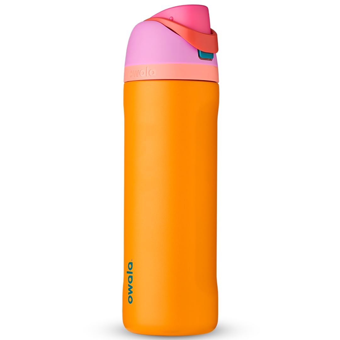 Owala FreeSip Insulated Stainless Steel Water Bottle with Straw for Sports, Travel, and School BPA-Free Sports Water Bottle, 24 oz, Shy Marshmallow