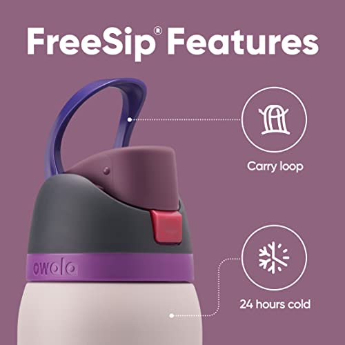 Owala FreeSip Insulated Stainless Steel Water Bottle with Straw for Sports, Travel, and School BPA-Free Sports Water Bottle, 24 oz, Shy Marshmallow