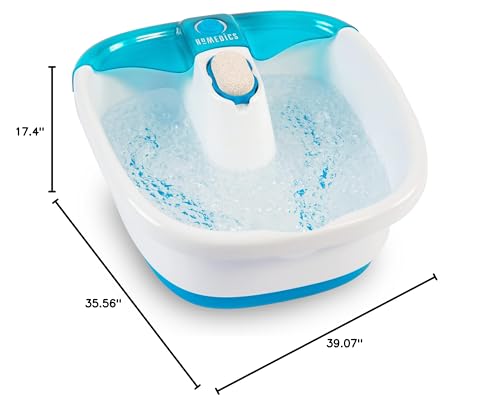 Homedics Bubble Mate Foot Spa, Toe Touch Controlled Foot Bath with Invigorating Bubbles and Splash Proof, Raised Massage nodes and Removable Pumice Stone