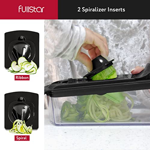 Fullstar Vegetable Chopper - Spiralizer Vegetable Slicer - Onion Chopper with Container - Pro Food Chopper - Slicer Dicer Cutter - (4 in 1, White)