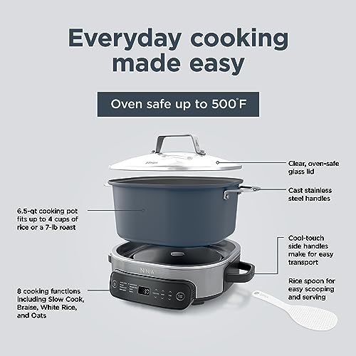 Ninja MC1010 Foodi PossibleCooker PLUS - Sous Vide & Proof 6-in-1 Multi-Cooker, with 8.5 Quarts, Slow Cooker, Dutch Oven & More, Glass Lid & Integrated Spoon, Nonstick, Oven Safe Pot to 500°F, Black