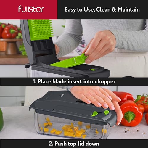 Fullstar Vegetable Chopper - Spiralizer Vegetable Slicer - Onion Chopper with Container - Pro Food Chopper - Slicer Dicer Cutter - (4 in 1, White)