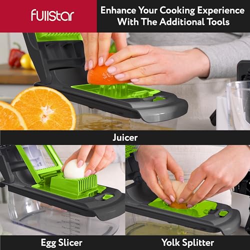 Fullstar Vegetable Chopper - Spiralizer Vegetable Slicer - Onion Chopper with Container - Pro Food Chopper - Slicer Dicer Cutter - (4 in 1, White)