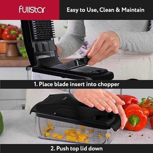 Fullstar Vegetable Chopper - Spiralizer Vegetable Slicer - Onion Chopper with Container - Pro Food Chopper - Slicer Dicer Cutter - (4 in 1, White)