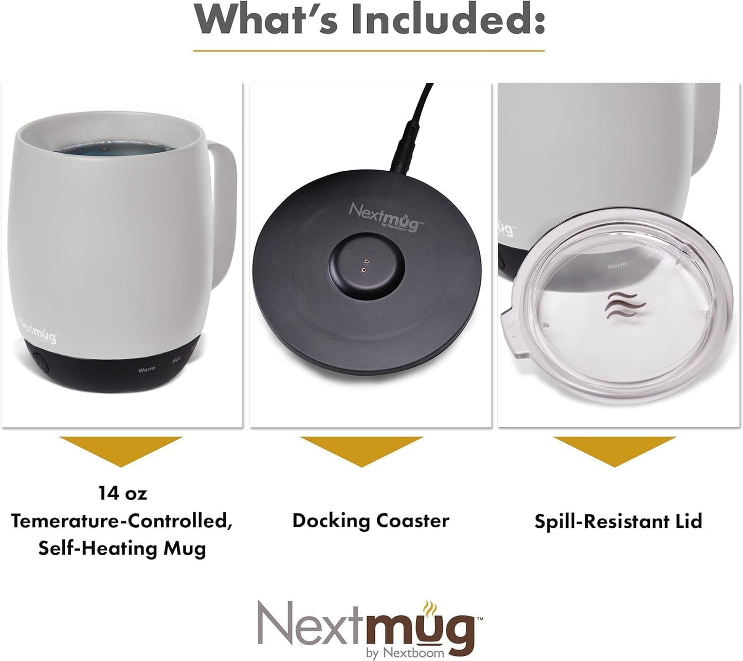 Nextmug - Temperature-Controlled, Self-Heating Coffee Mug (Almond 14 oz.)