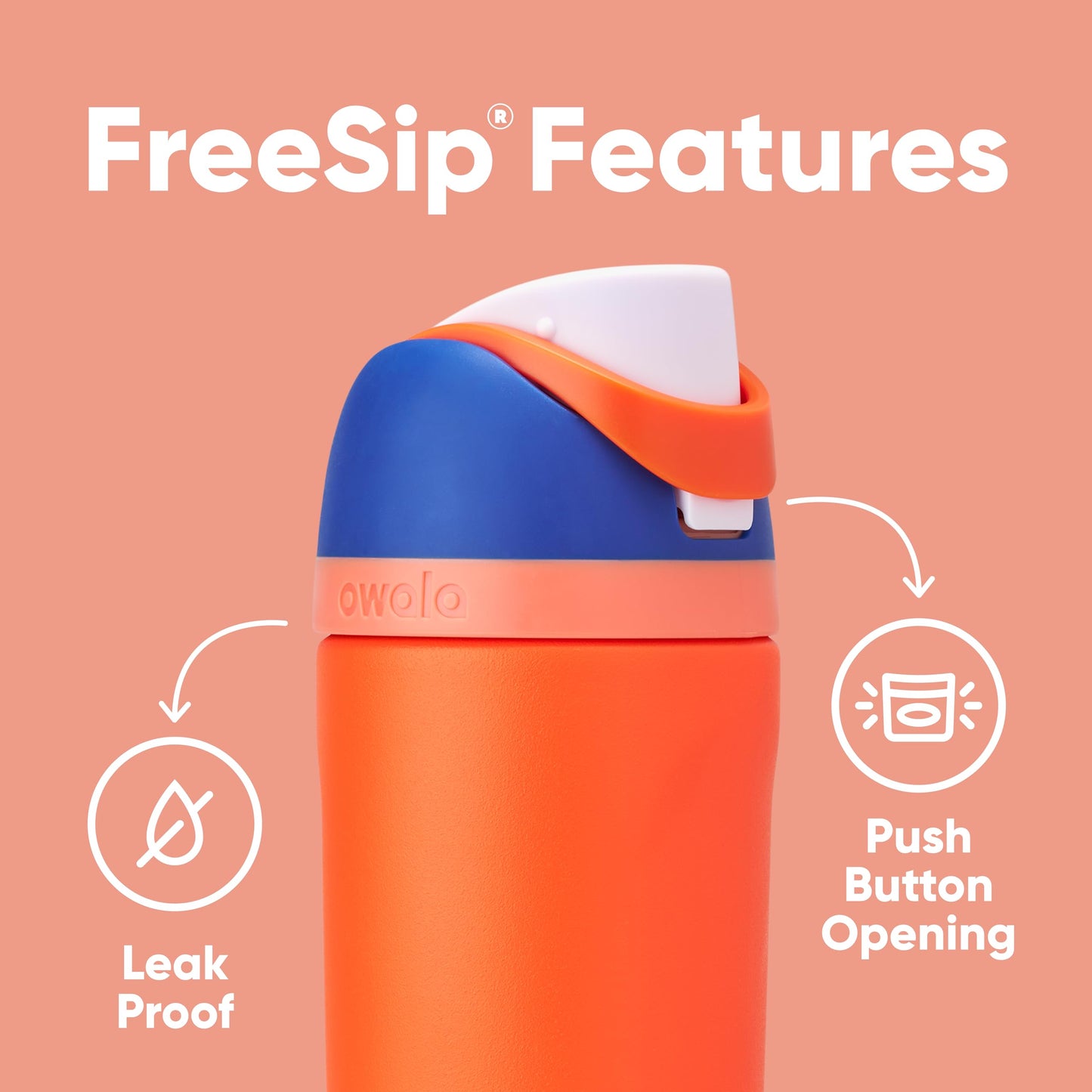 Owala FreeSip Insulated Stainless Steel Water Bottle with Straw for Sports, Travel, and School BPA-Free Sports Water Bottle, 24 oz, Shy Marshmallow