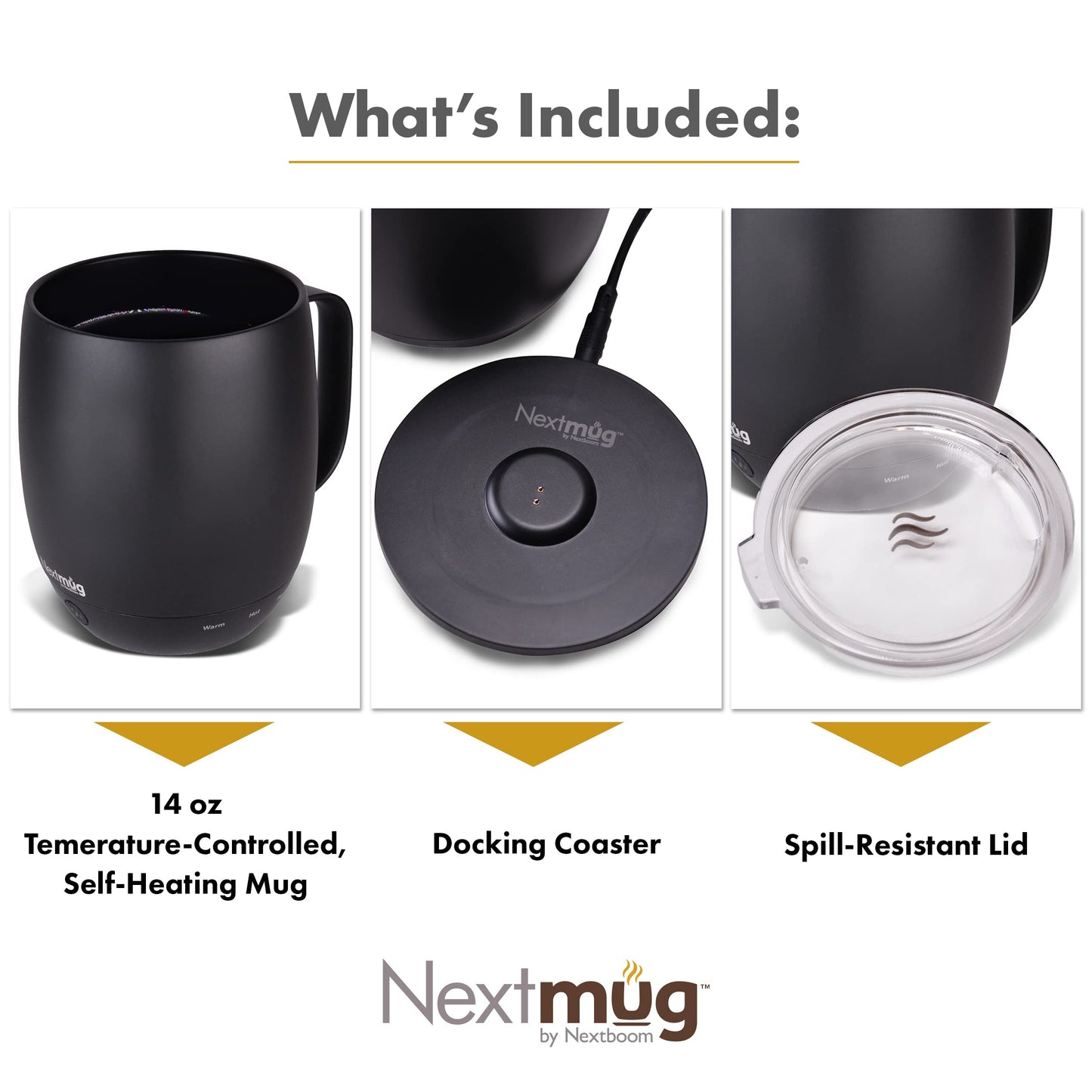 Nextmug - Temperature-Controlled, Self-Heating Coffee Mug (Almond 14 oz.)