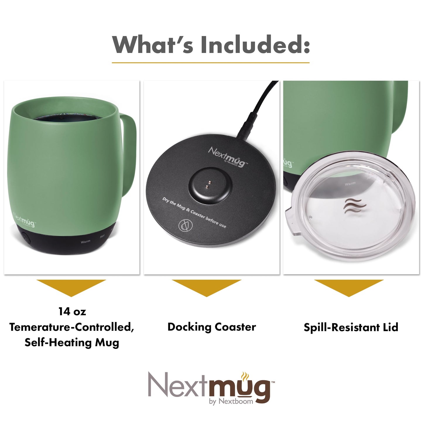 Nextmug - Temperature-Controlled, Self-Heating Coffee Mug (Almond 14 oz.)