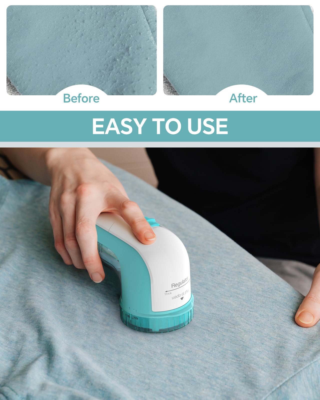 BEAUTURAL Sweater Fabric Shaver Home-Edition, Powerful & Efficient Lint Remover for Clothes and Furniture, AC Adapter or Battery Powered Pill Fuzz Remover, Special for Your Family Ultramarine