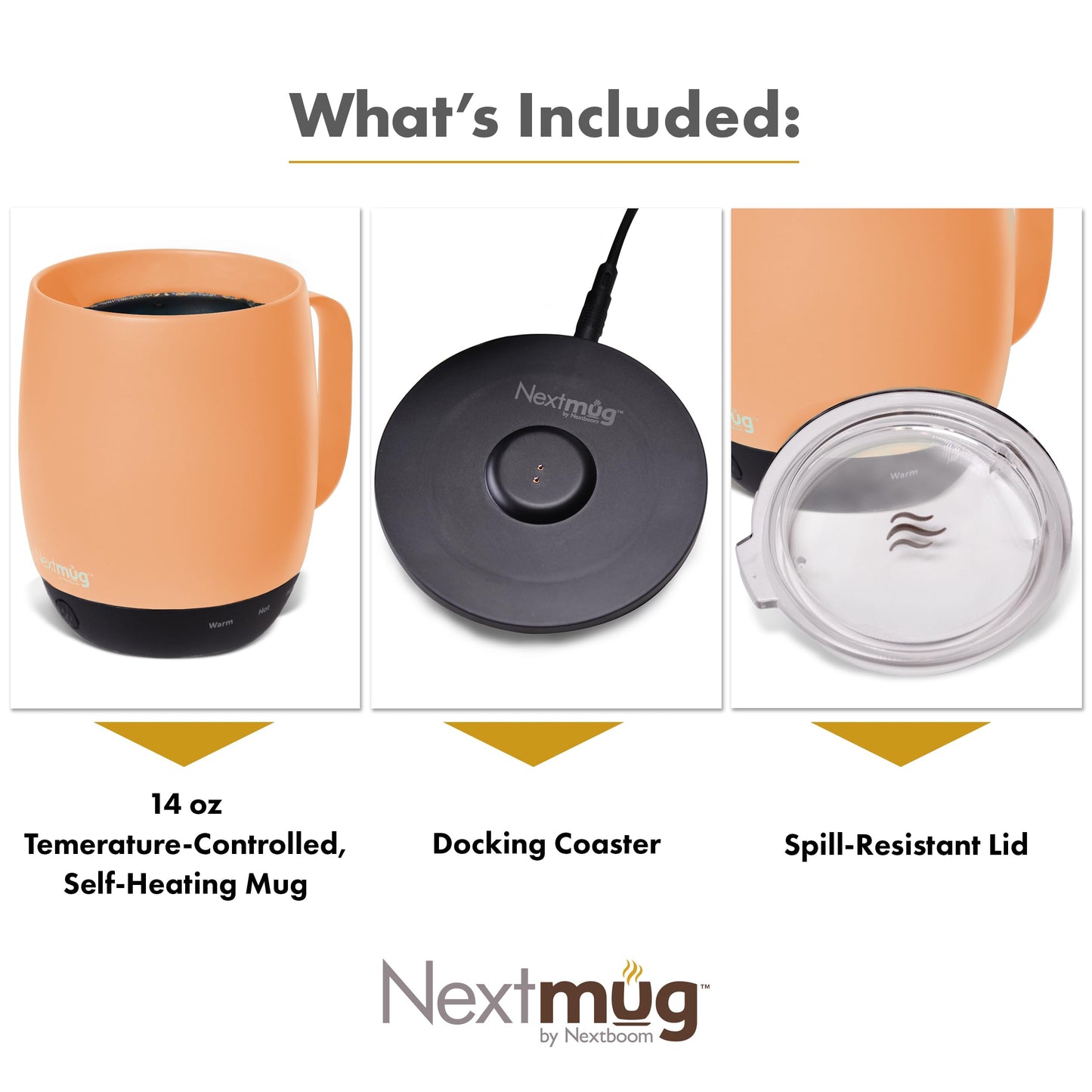 Nextmug - Temperature-Controlled, Self-Heating Coffee Mug (Almond 14 oz.)