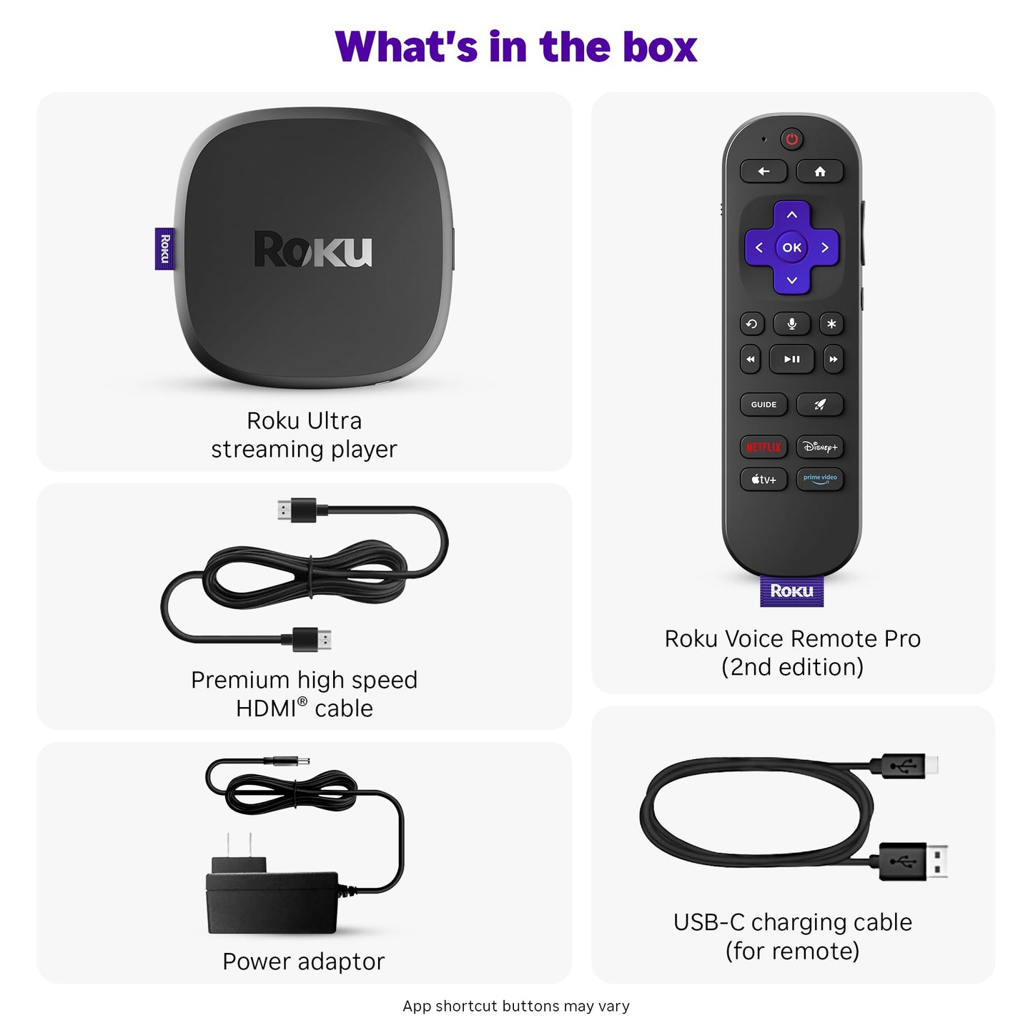 Roku Ultra 2024 - Ultimate Streaming Player - 4K Streaming Device for TV with HDR10+, Dolby Vision & Atmos - Bluetooth & Wi-Fi 6- Rechargeable Voice Remote Pro with Backlit Buttons - Free & Live TV