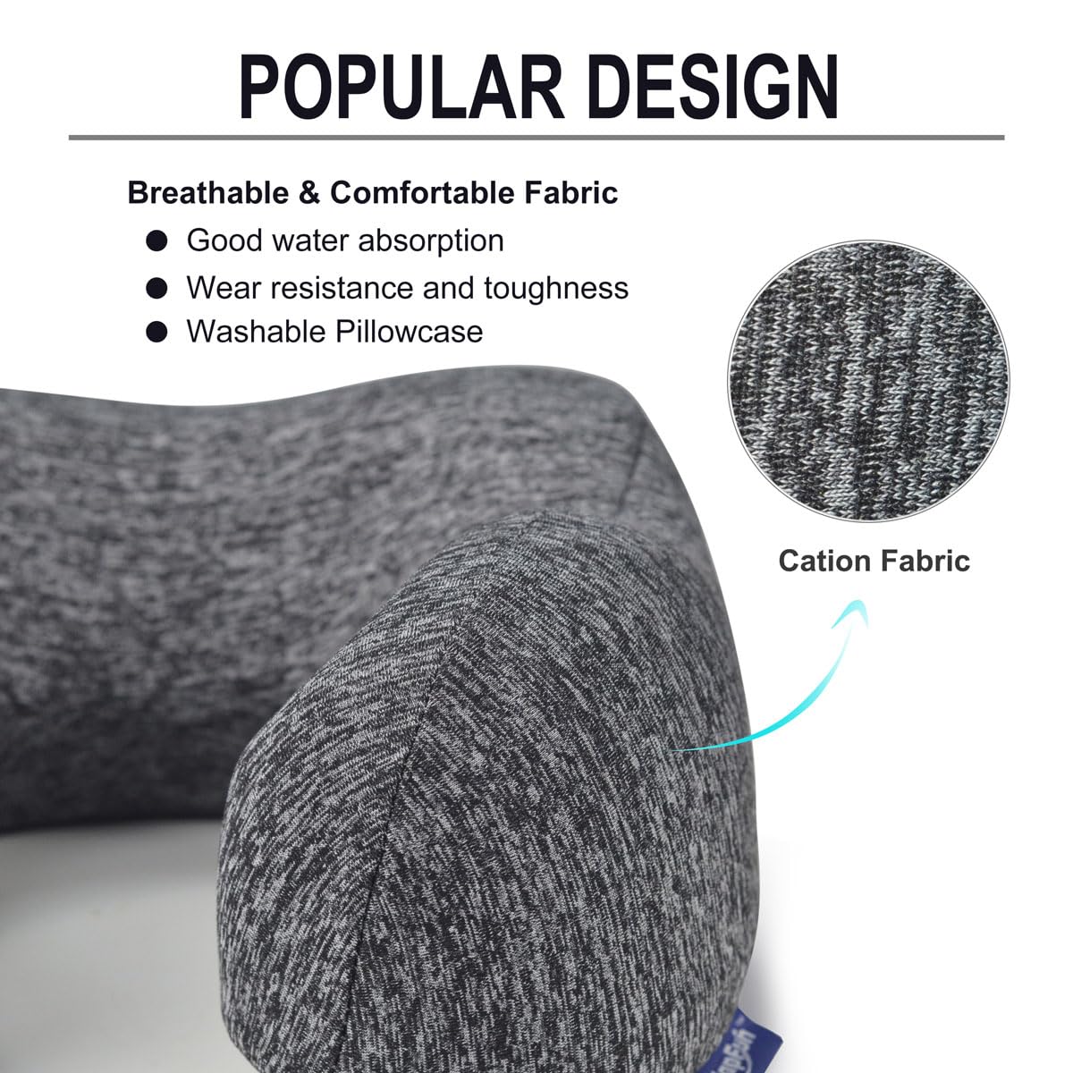 napfun Neck Pillow for Traveling, Upgraded Travel Neck Pillow for Airplane 100% Pure Memory Foam Travel Pillow for Flight Headrest Sleep, Portable Plane Accessories, Deep Blue Set, Medium (120-200LB)