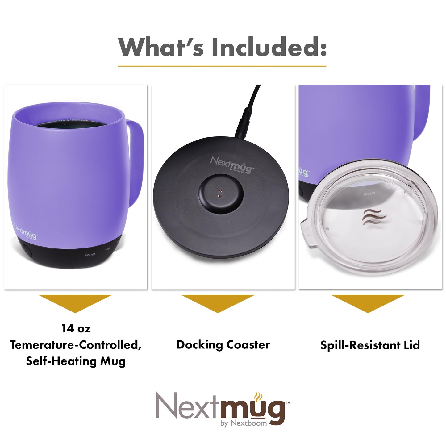 Nextmug - Temperature-Controlled, Self-Heating Coffee Mug (Almond 14 oz.)