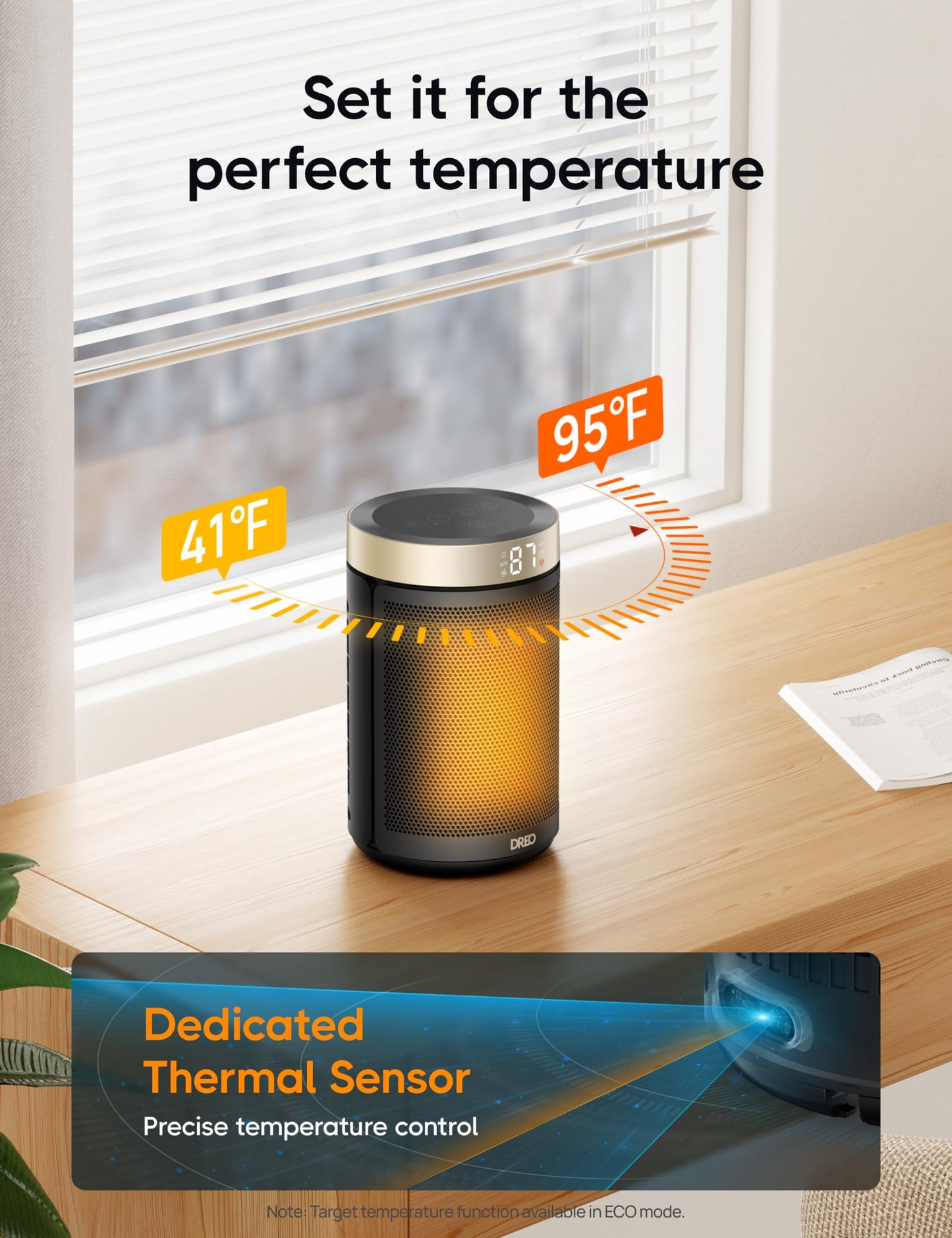 Dreo Space Heater, Portable Electric Heaters for Indoor Use with Thermostat and Remote, 2024 Upgraded, Digital Display, 12H Timer, 5 Mode, 1500W PTC Ceramic Fast Safety Heat for Office Bedroom Home