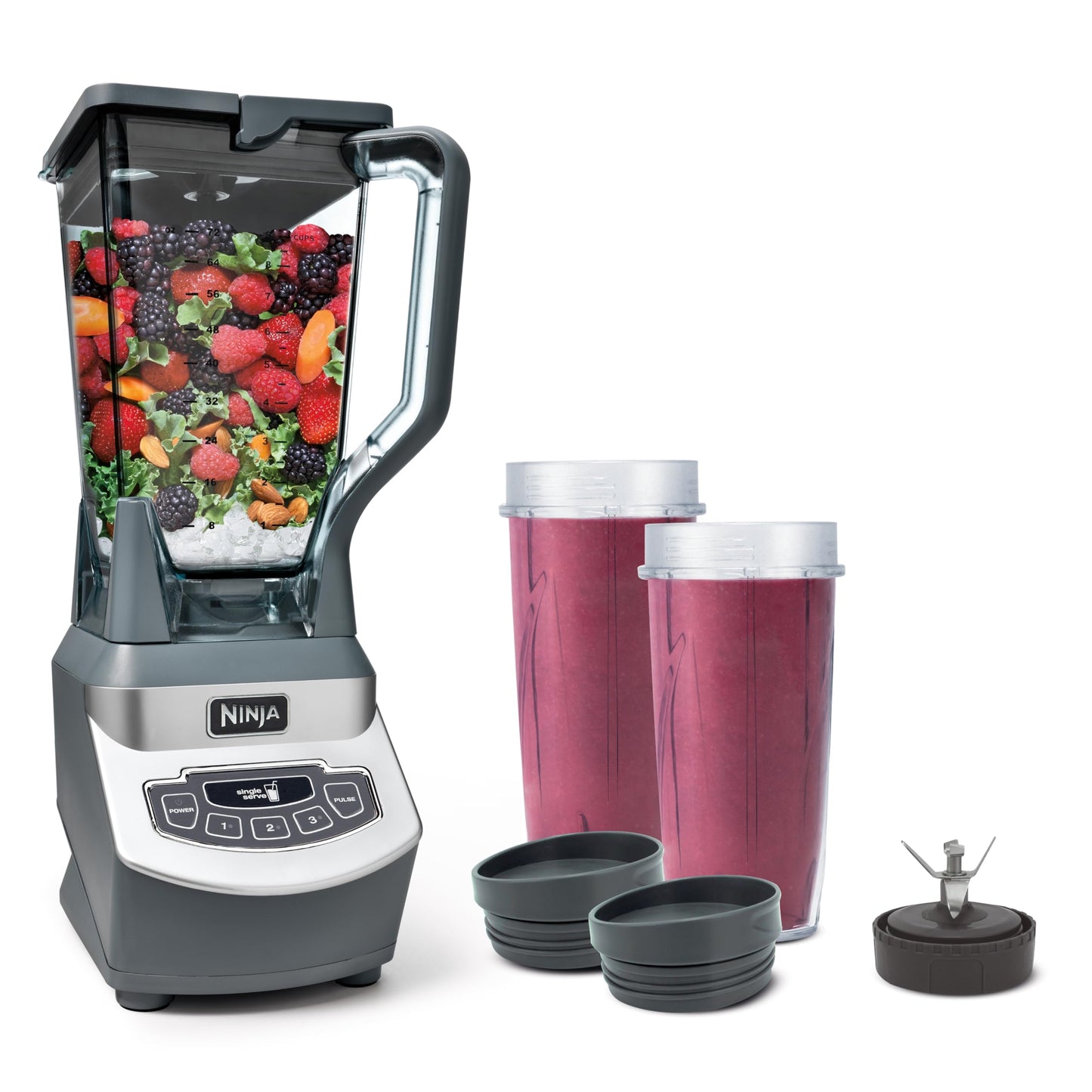 Ninja Blender, For-Smoothies, Salsa, Shakes, Slush, and-Frozen Drinks, Blender, Pitcher, and-Lid, Blender for-Kitchen, Crushes Ice, Fruit, and-Veggies, 1000-Watt, Dishwasher Safe, Black, NJ601AMZ