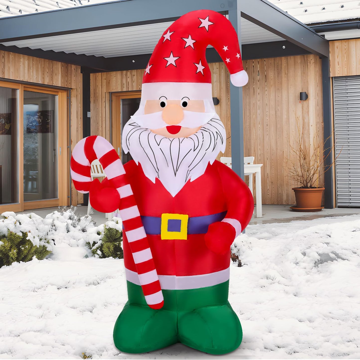 Bosvell 5 FT Tall Christmas Inflatables Outdoor Decorations, Blow Up Goblin Santa Claus Wearing Red Hat with Built-in LEDs for Christmas Indoor Outdoor Yard Lawn Garden Decorations