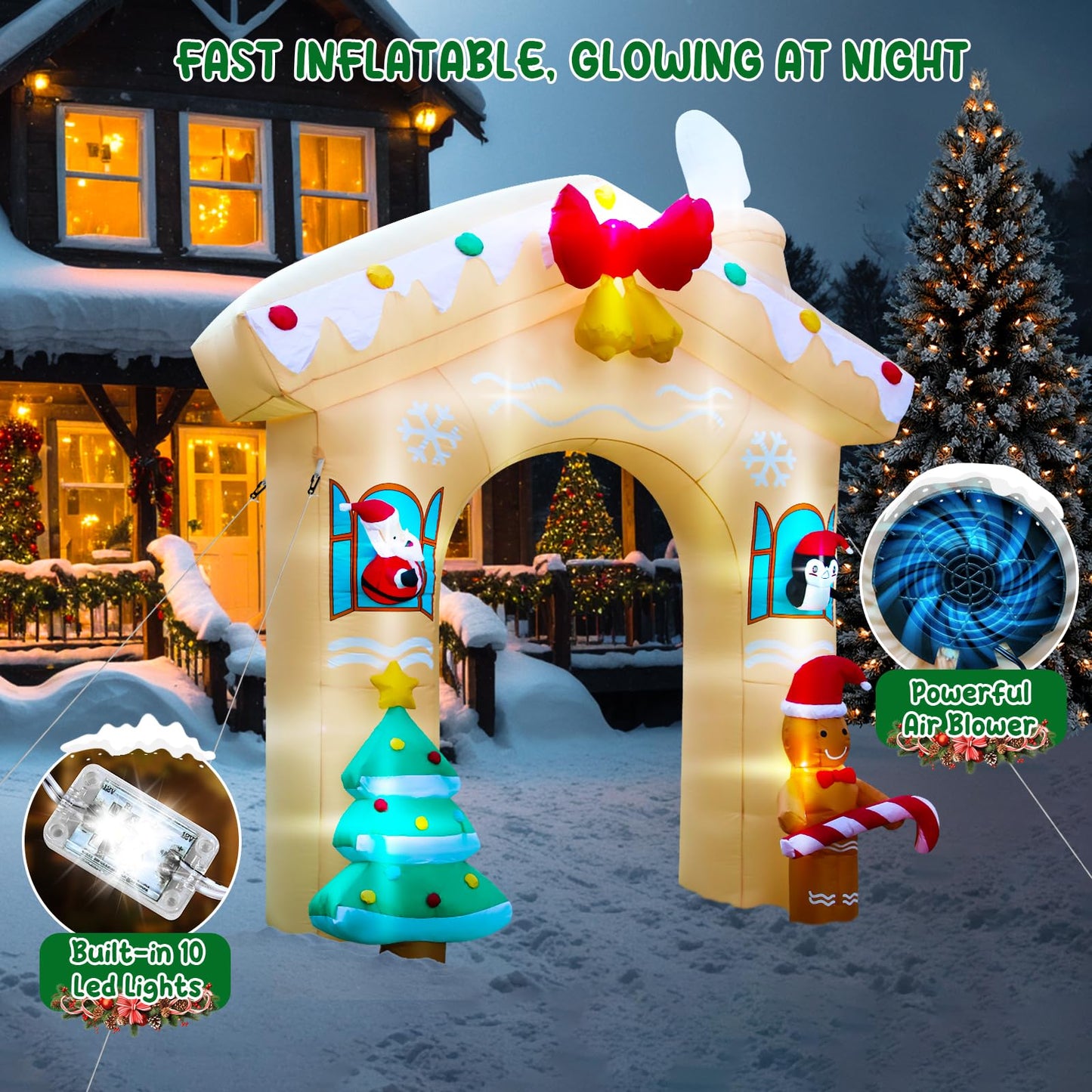 8 FT Christmas Inflatables Snowman Outdoor Decorations, Blow Up Snow Man Wear Black Magic Hat with Built-in LED Lights for Indoor Outdoor Christmas Party Yard Garden Lawn