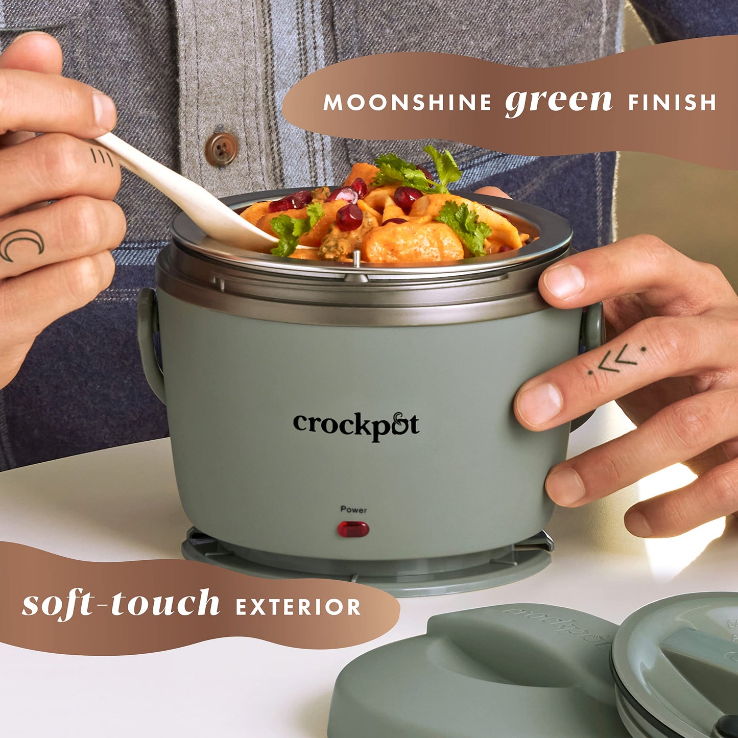 Crock-Pot 20-Ounce Electric Lunch Box, Portable Food Warmer, Faded Blue, Perfect for Travel, Car, On-the-Go, Keeps Food Warm, Spill-Free, Dishwasher-Safe, Ideal Gift for Men and Women