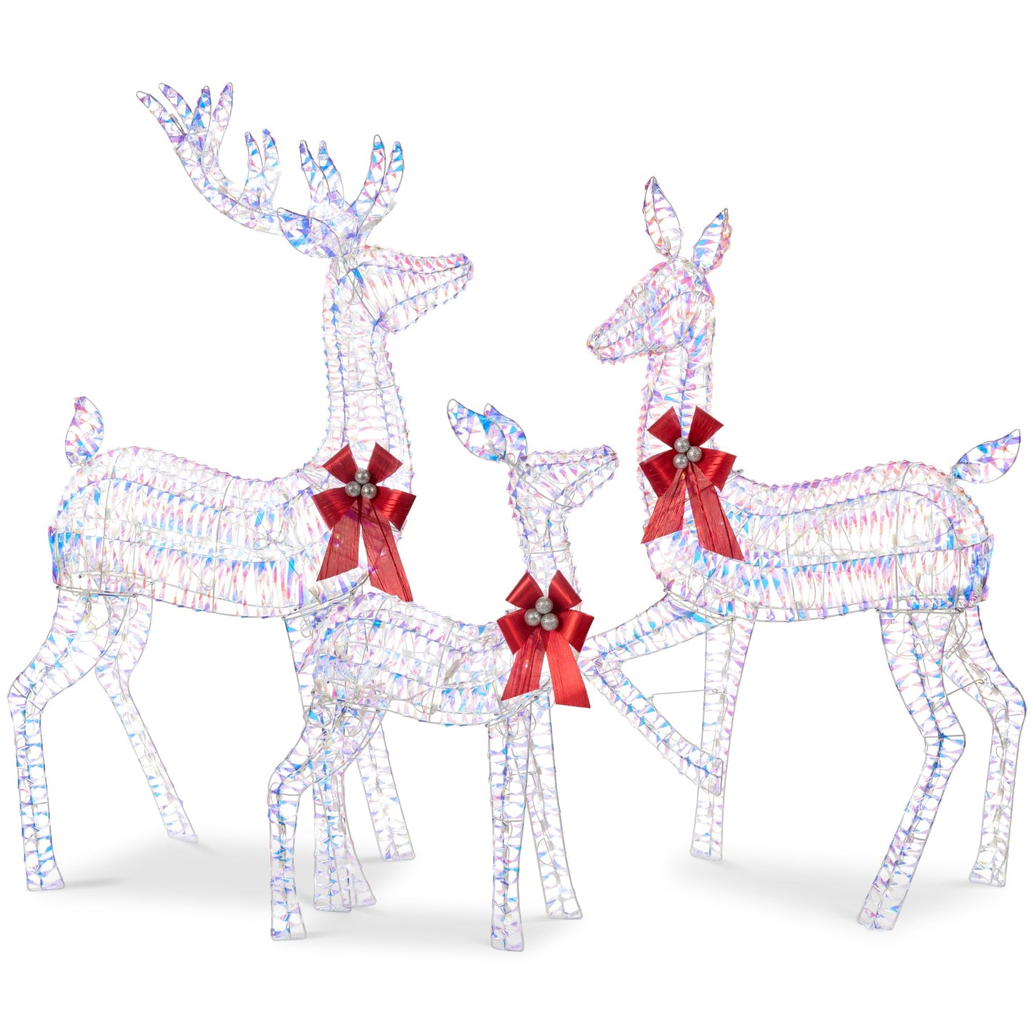 Best Choice Products 3-Piece Large Lighted Christmas Deer Family Set 5Ft Outdoor Yard Decoration with 360 LED Lights, Stakes, Zip Ties - Gold