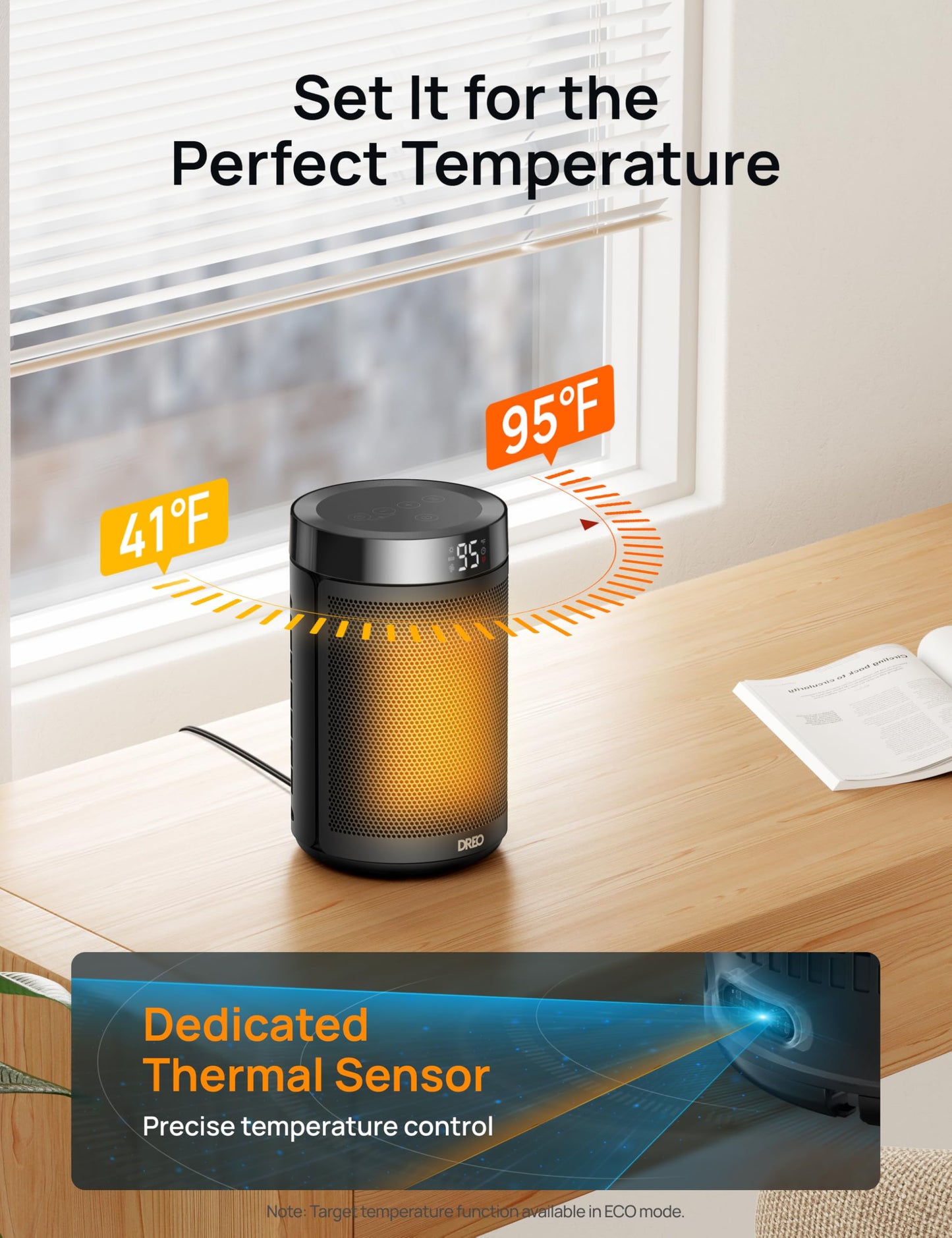 Dreo Space Heater, Portable Electric Heaters for Indoor Use with Thermostat and Remote, 2024 Upgraded, Digital Display, 12H Timer, 5 Mode, 1500W PTC Ceramic Fast Safety Heat for Office Bedroom Home