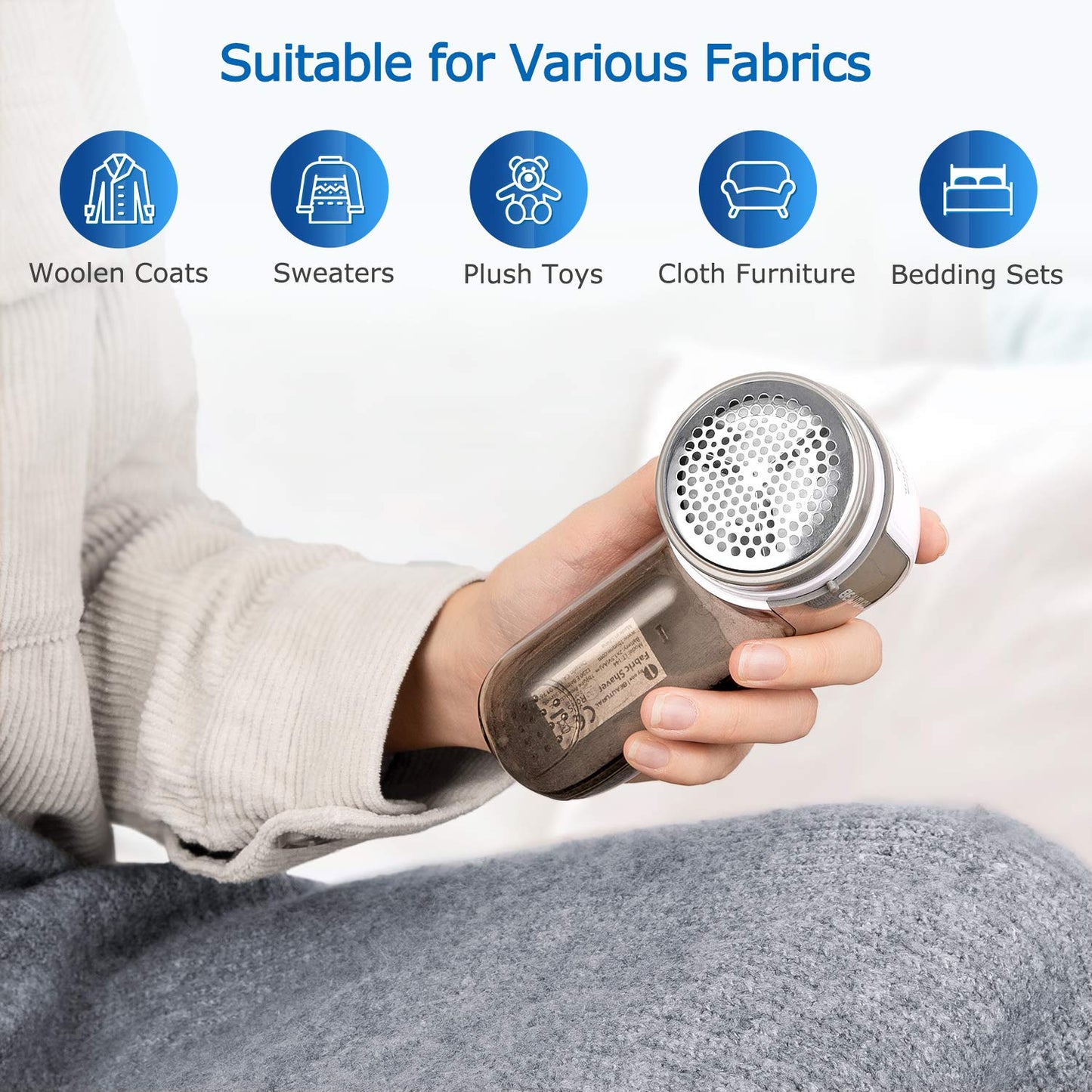 BEAUTURAL Sweater Fabric Shaver Home-Edition, Powerful & Efficient Lint Remover for Clothes and Furniture, AC Adapter or Battery Powered Pill Fuzz Remover, Special for Your Family Ultramarine