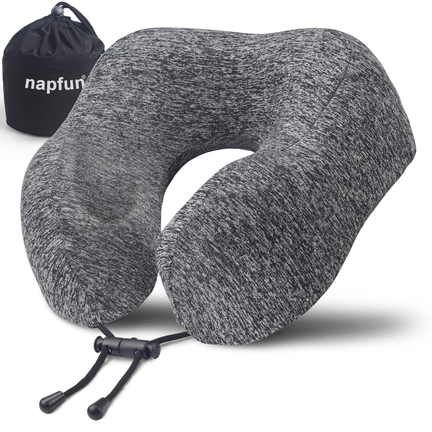 napfun Neck Pillow for Traveling, Upgraded Travel Neck Pillow for Airplane 100% Pure Memory Foam Travel Pillow for Flight Headrest Sleep, Portable Plane Accessories, Deep Blue Set, Medium (120-200LB)