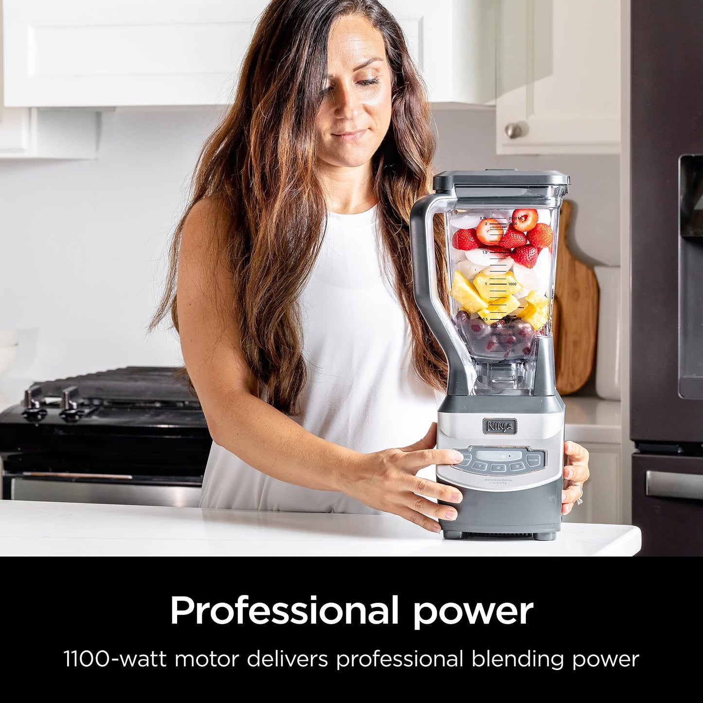 Ninja Blender, For-Smoothies, Salsa, Shakes, Slush, and-Frozen Drinks, Blender, Pitcher, and-Lid, Blender for-Kitchen, Crushes Ice, Fruit, and-Veggies, 1000-Watt, Dishwasher Safe, Black, NJ601AMZ