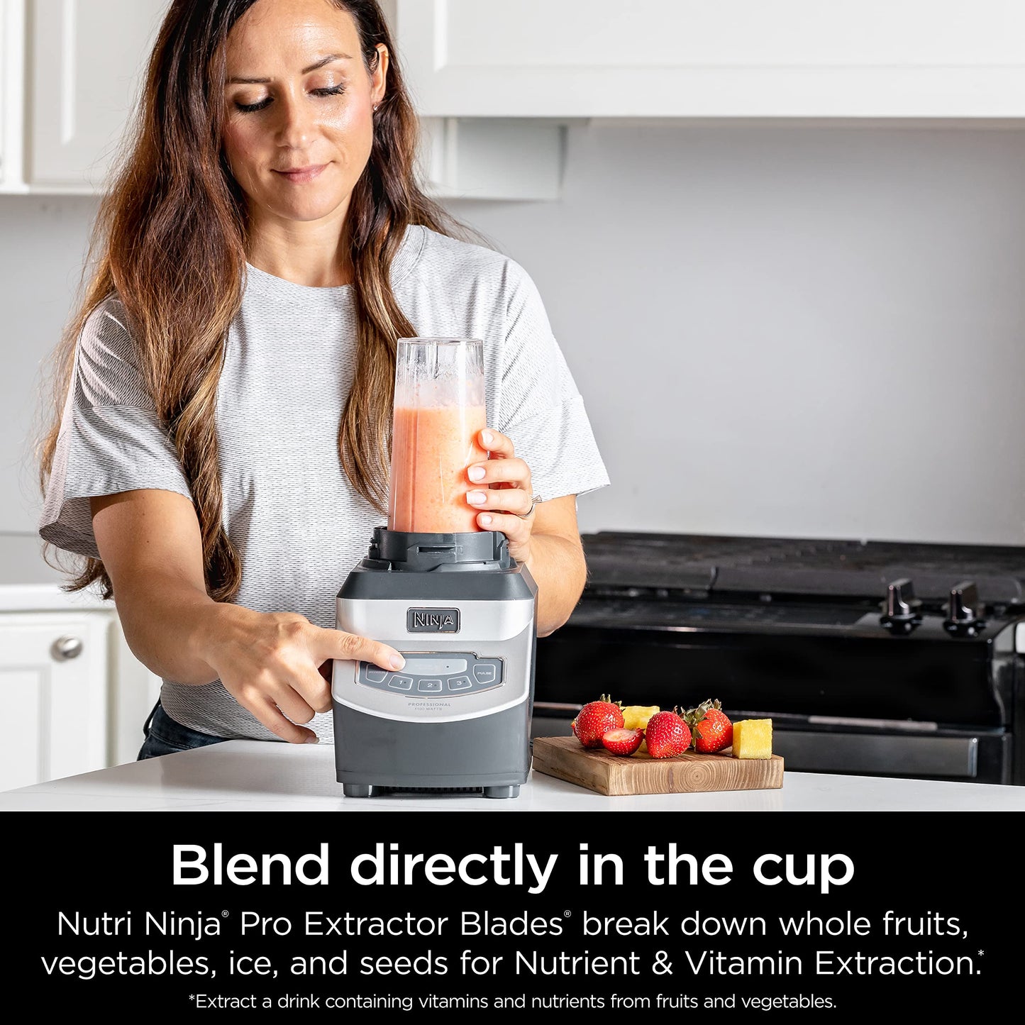 Ninja Blender, For-Smoothies, Salsa, Shakes, Slush, and-Frozen Drinks, Blender, Pitcher, and-Lid, Blender for-Kitchen, Crushes Ice, Fruit, and-Veggies, 1000-Watt, Dishwasher Safe, Black, NJ601AMZ