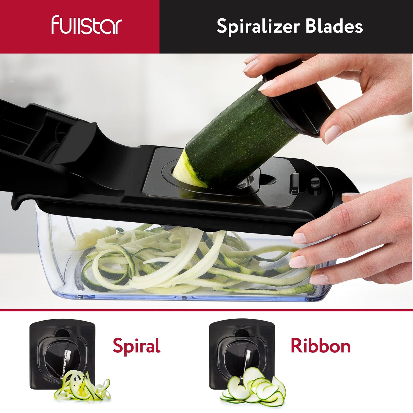 Fullstar Vegetable Chopper - Spiralizer Vegetable Slicer - Onion Chopper with Container - Pro Food Chopper - Slicer Dicer Cutter - (4 in 1, White)